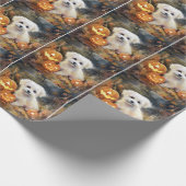 Halloween Coton de tulear with Pumpkins Scary Cadeaupapier (Hoek)