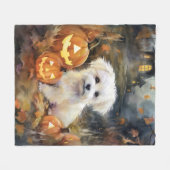 Halloween Coton de tulear with Pumpkins Scary Fleece Deken (Voorkant (Horizontaal))