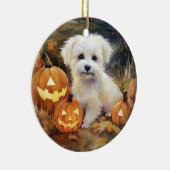 Halloween Coton de tulear with Pumpkins Scary Keramisch Ornament (Rechts)