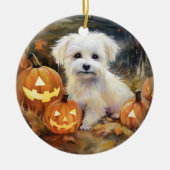 Halloween Coton de tulear with Pumpkins Scary Keramisch Ornament (Voorkant)