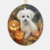 Halloween Coton de tulear with Pumpkins Scary Keramisch Ornament (Links)