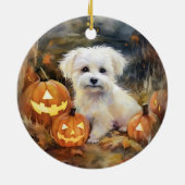 Halloween Coton de tulear with Pumpkins Scary Keramisch Ornament (Achterkant)
