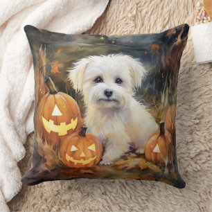 Halloween Coton de tulear with Pumpkins Scary Kussen