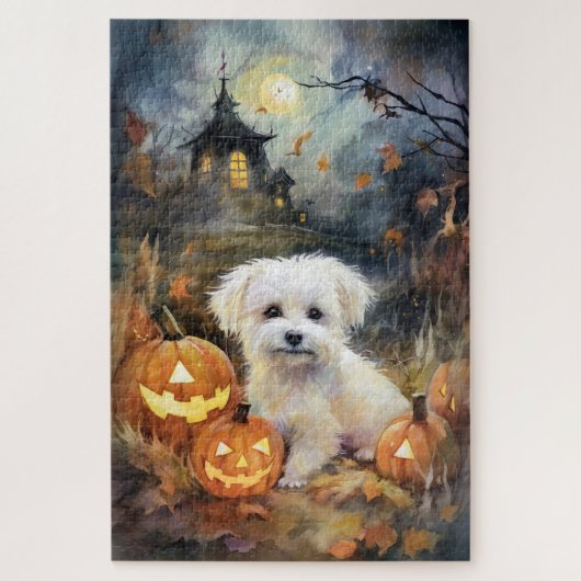 Halloween Coton de tulear with Pumpkins Scary Legpuzzel (Verticaal)