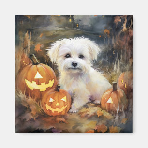 Halloween Coton de tulear with Pumpkins Scary Magneet