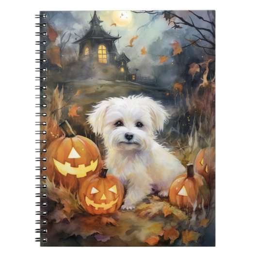 Halloween Coton de tulear with Pumpkins Scary Notitieboek (Voorkant)