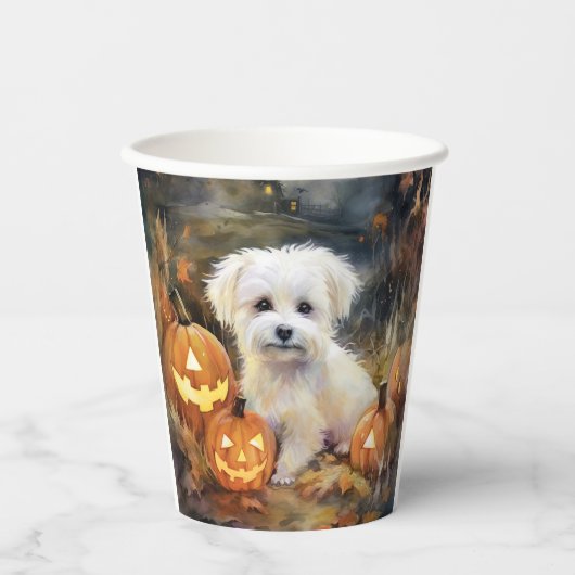 Halloween Coton de tulear with Pumpkins Scary Papieren Bekers (Voorkant)