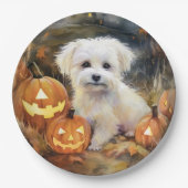 Halloween Coton de tulear with Pumpkins Scary Papieren Bordje (Voorkant)