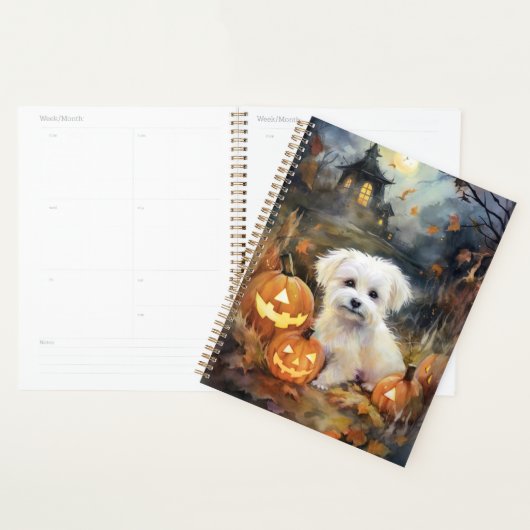 Halloween Coton de tulear with Pumpkins Scary Planner (Display)