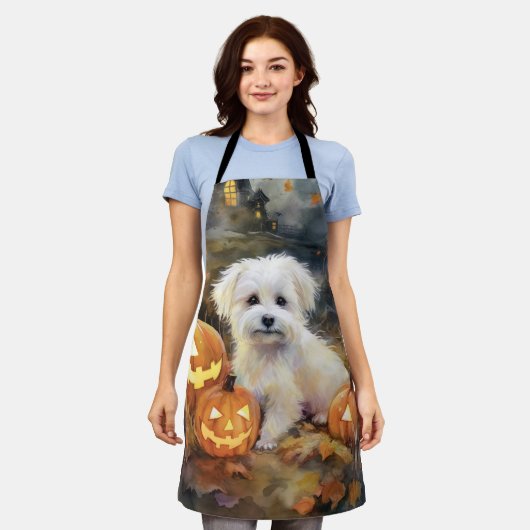 Halloween Coton de tulear with Pumpkins Scary Schort (Gedragen)