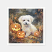 Halloween Coton de tulear with Pumpkins Scary Servet (Voorkant)