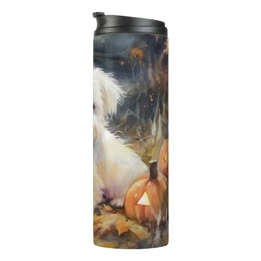 Halloween Coton de tulear with Pumpkins Scary Thermosbeker (Geroteerd rechts)