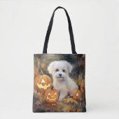 Halloween Coton de tulear with Pumpkins Scary Tote Bag (Voorkant)
