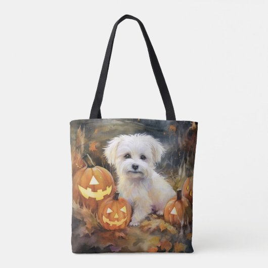 Halloween Coton de tulear with Pumpkins Scary Tote Bag (Achterkant)