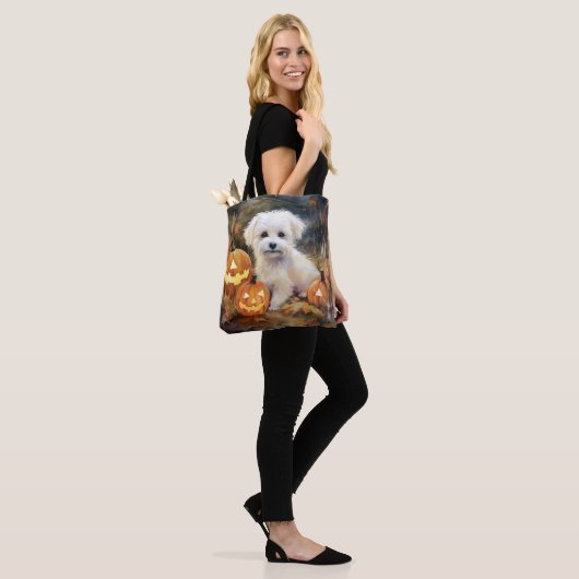 Halloween Coton de tulear with Pumpkins Scary Tote Bag (Op model)