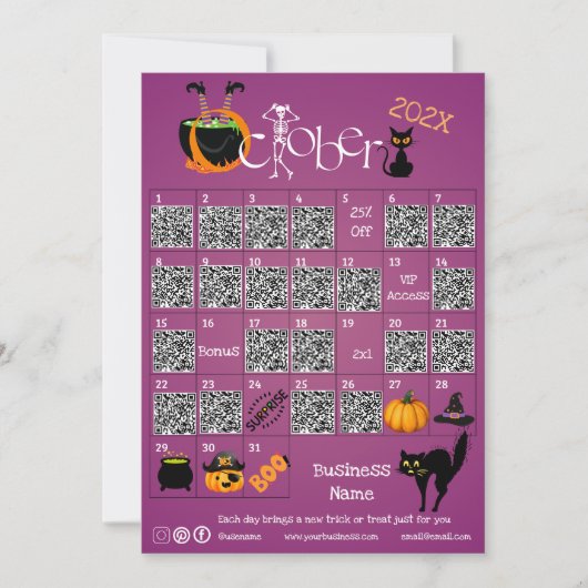 Halloween Countdown Advent Kalender Zakelijke Prom Aankondiging (Voorkant)