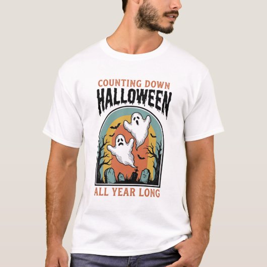 Halloween Countdown T-shirt Vintage Kerkhof Grafis (Voorkant)