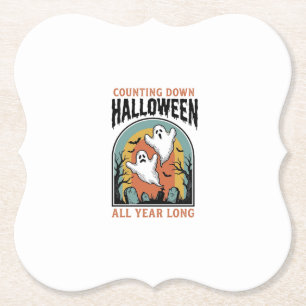 Halloween Countdown T-shirt Vintage Kerkhof Grafis Kartonnen Onderzetters