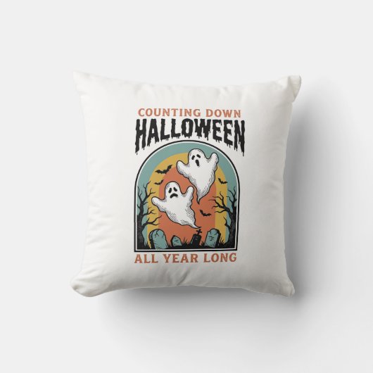 Halloween Countdown T-shirt Vintage Kerkhof Grafis Kussen (Voorkant)