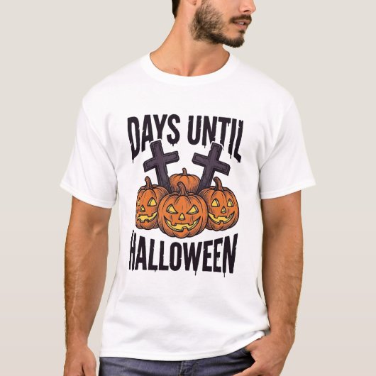 Halloween Countdown T-shirt Vintage Pompoen Design (Voorkant)