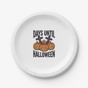 Halloween Countdown T-shirt Vintage Pompoen Design Papieren Bordje