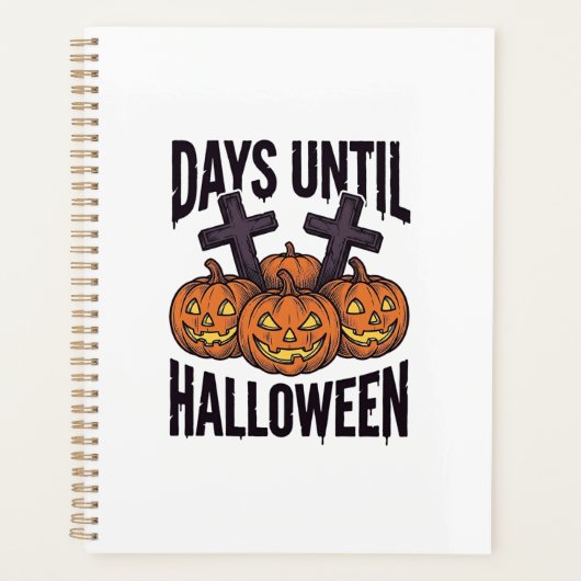 Halloween Countdown T-shirt Vintage Pompoen Design Planner (Voorkant)