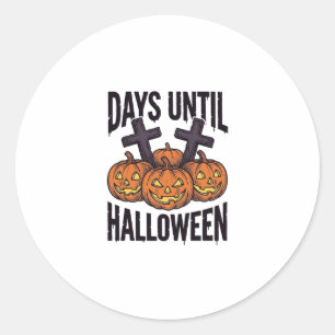 Halloween Countdown T-shirt Vintage Pompoen Design Ronde Sticker