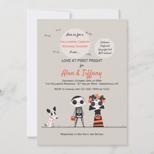 Halloween Couples Shower Invitation Kaart (Voorkant)