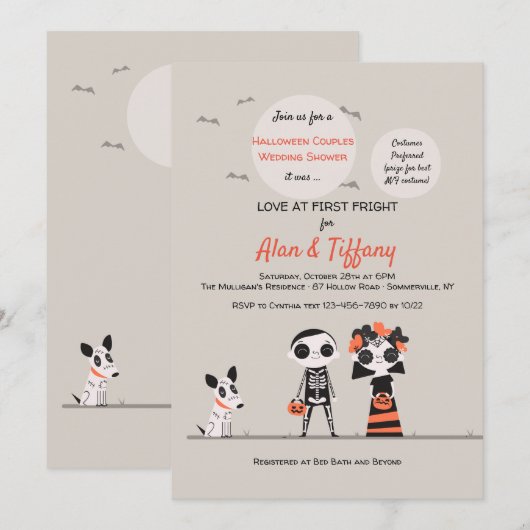 Halloween Couples Shower Invitation Kaart (Voorkant / Achterkant)