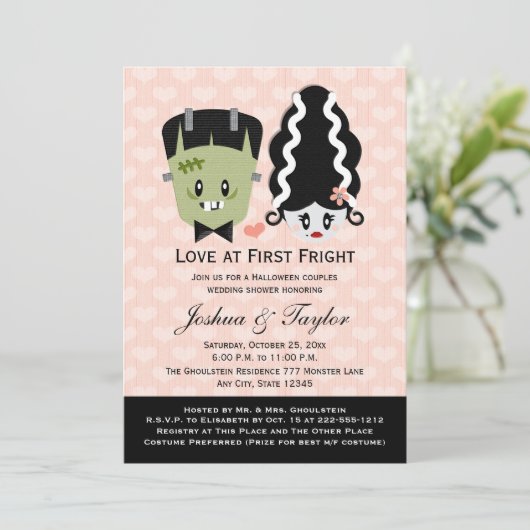 Halloween Couples Wedding Shower Invitations Kaart (Staand voorkant)