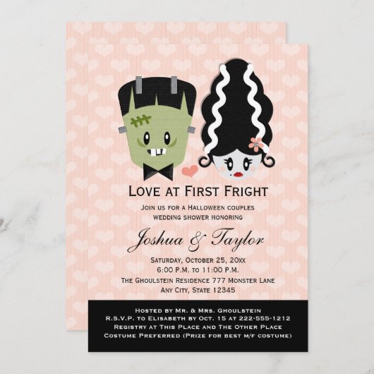 Halloween Couples Wedding Shower Invitations Kaart (Voorkant / Achterkant)
