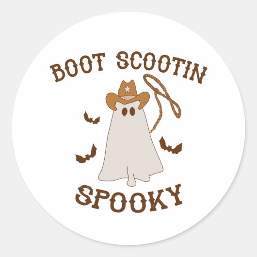 Halloween Cowboy Boot Scootin Spooky Ronde Sticker (Voorkant)