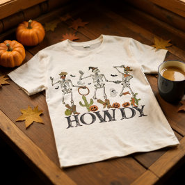 Halloween Cowboy Desert Skeleton Grappig Tri-Blend Shirt