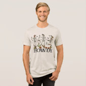 Halloween Cowboy Desert Skeleton Grappig Tri-Blend Shirt (Voorkant volledig)