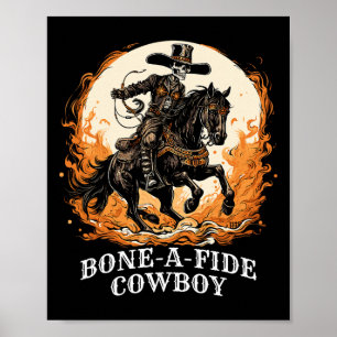 Halloween Cowboy Spooky Skeleton Rodeo Paard Poster