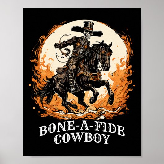 Halloween Cowboy Spooky Skeleton Rodeo Paard Poster (Voorkant)
