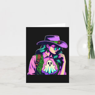 Halloween Cowgirl met spook Pop kunst Kaart