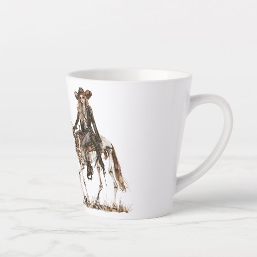 Halloween Cowgirl Western Horse Skeleton Latte Mok (Rechts)