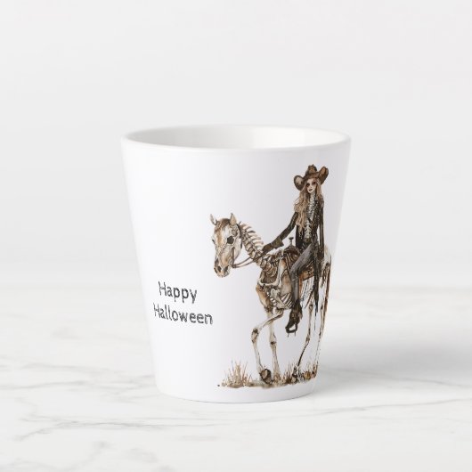 Halloween Cowgirl Western Horse Skeleton Latte Mok (Voorkant)