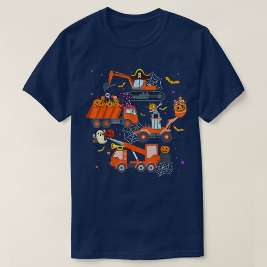 Halloween Crane Truck Construction Pumpkin Toddler T-shirt (Design voorkant)