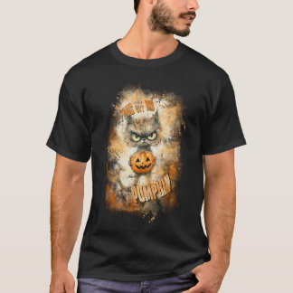 Halloween Cranky Cat met pompoen T-shirt