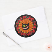 Halloween Crazy Cat Schattige Ronde Sticker (Envelop)