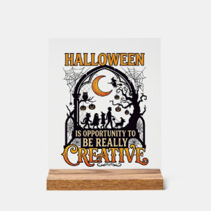 Halloween Creatieve Kinderen Silhouet Halve Maan W Acryl Bord
