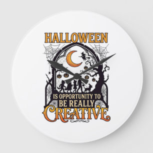 Halloween Creatieve Kinderen Silhouet Halve Maan W Grote Klok
