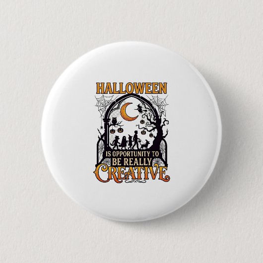 Halloween Creatieve Kinderen Silhouet Halve Maan W Ronde Button 5,7 Cm (Voorkant)