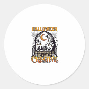 Halloween Creatieve Kinderen Silhouet Halve Maan W Ronde Sticker