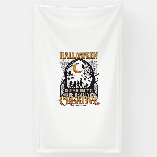 Halloween Creatieve Kinderen Silhouet Halve Maan W Spandoek (Verticaal)