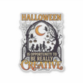 Halloween Creatieve Kinderen Silhouet Halve Maan W Sticker (Voorkant)