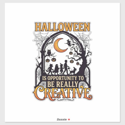 Halloween Creatieve Kinderen Silhouet Halve Maan W Sticker (Vel)