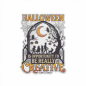 Halloween Creatieve Kinderen Silhouet Halve Maan W Sticker (Voorkant)